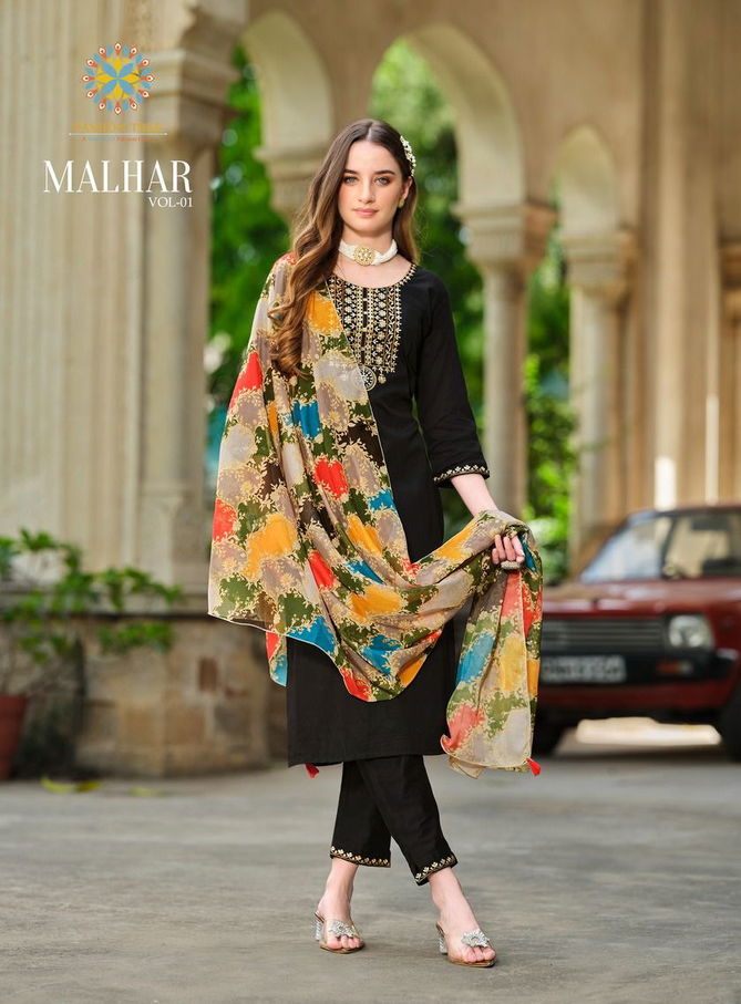 Malhar Vol 1 By Passion Tree Roman Silk Designer Kurti With Bottom Dupatta Wholesale Online
